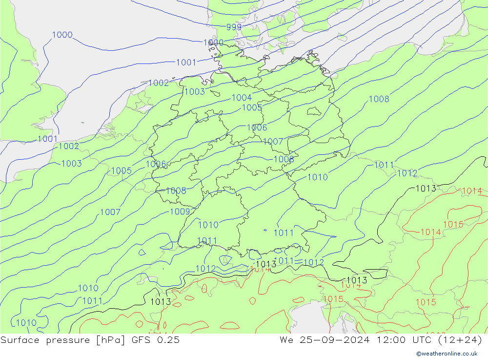 GFS 0.25: We 25.09.2024 12 UTC