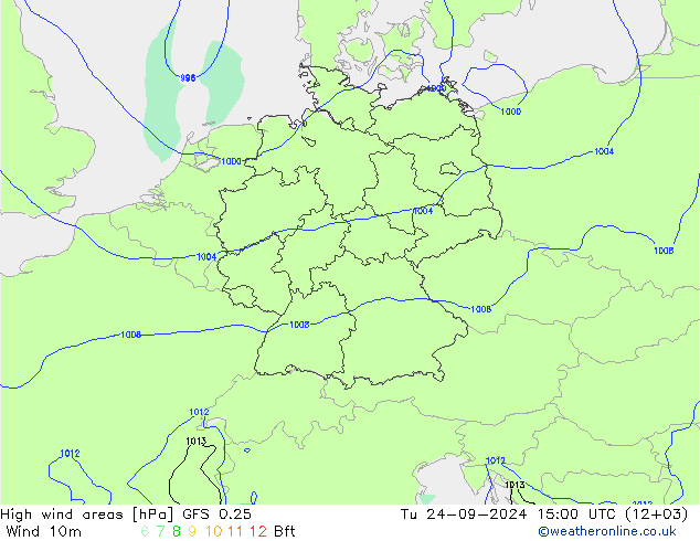 High wind areas GFS 0.25 Tu 24.09.2024 15 UTC