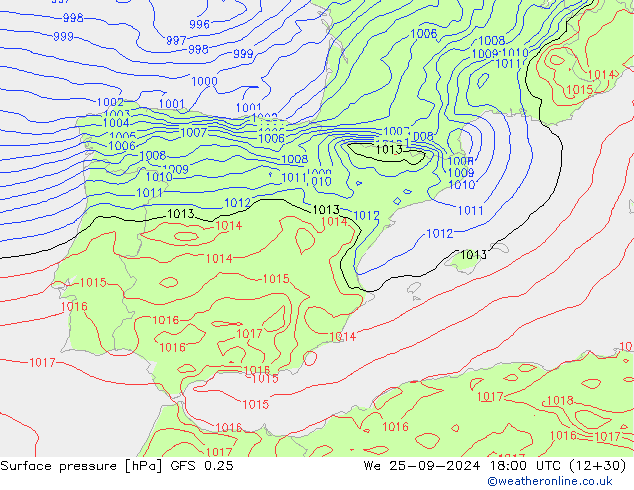 GFS 0.25: We 25.09.2024 18 UTC