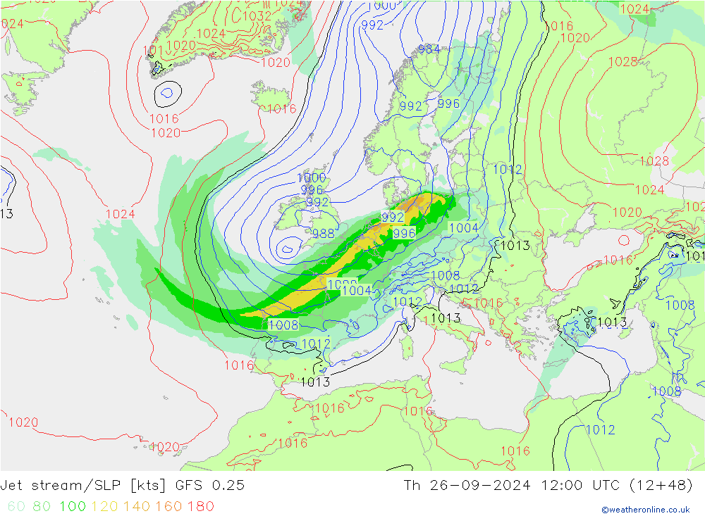 Polarjet/Bodendruck GFS 0.25 Do 26.09.2024 12 UTC