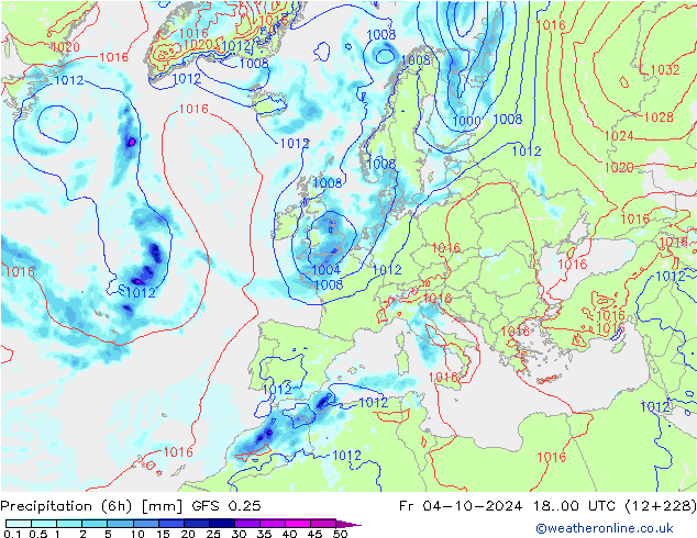 Nied. akkumuliert (6Std) GFS 0.25 Fr 04.10.2024 00 UTC