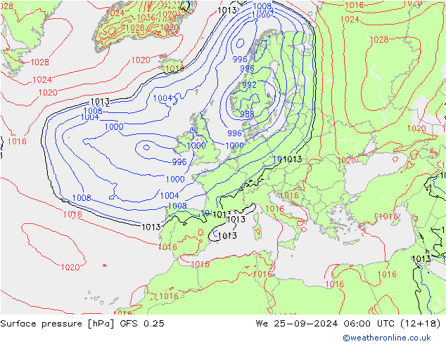 GFS 0.25: śro. 25.09.2024 06 UTC