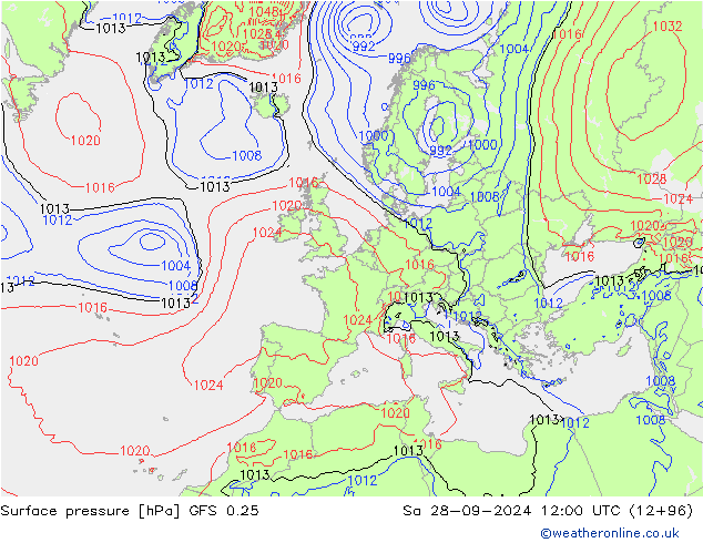 Surface pressure GFS 0.25 Sa 28.09.2024 12 UTC