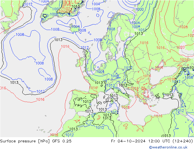 Surface pressure GFS 0.25 Fr 04.10.2024 12 UTC