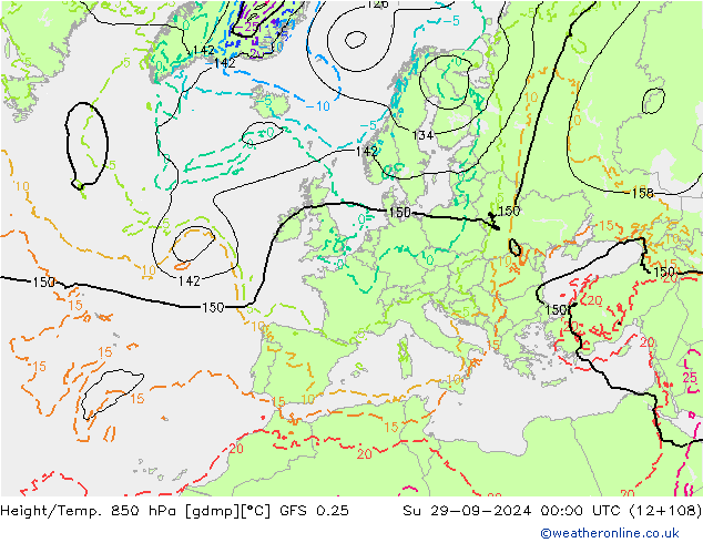 Z500/Rain (+SLP)/Z850 GFS 0.25 dom 29.09.2024 00 UTC