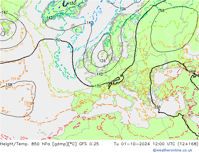 Z500/Regen(+SLP)/Z850 GFS 0.25 di 01.10.2024 12 UTC