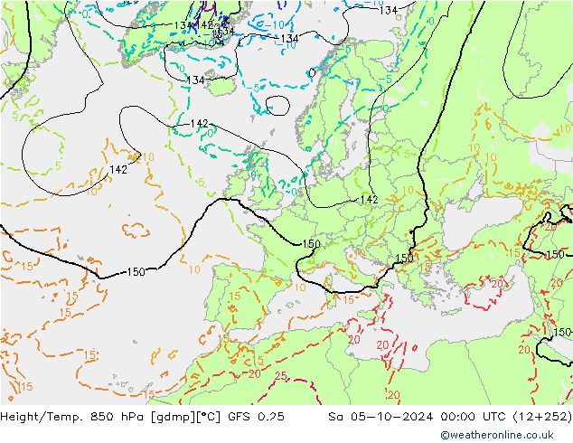 Z500/Rain (+SLP)/Z850 GFS 0.25 Sáb 05.10.2024 00 UTC