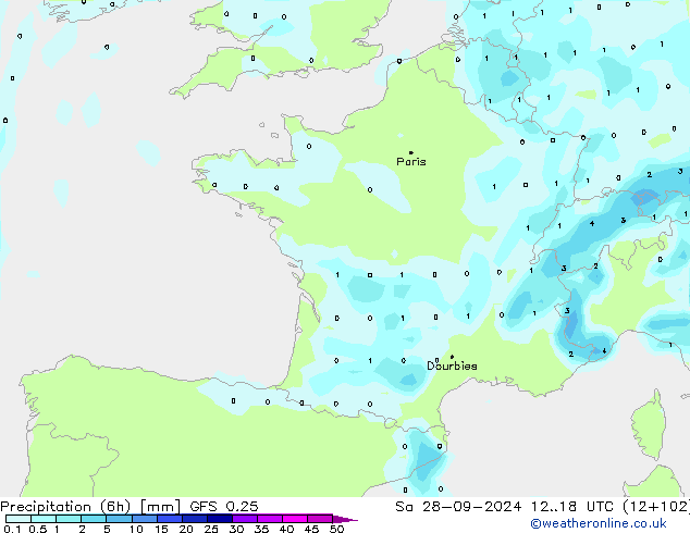 Z500/Rain (+SLP)/Z850 GFS 0.25 Sa 28.09.2024 18 UTC