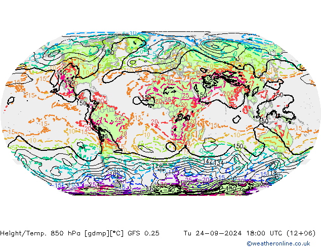 Z500/Rain (+SLP)/Z850 GFS 0.25  24.09.2024 18 UTC