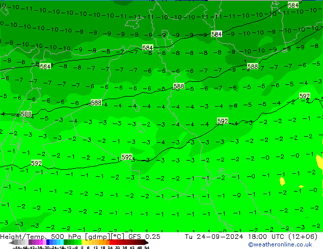 Z500/Rain (+SLP)/Z850 GFS 0.25 Ter 24.09.2024 18 UTC