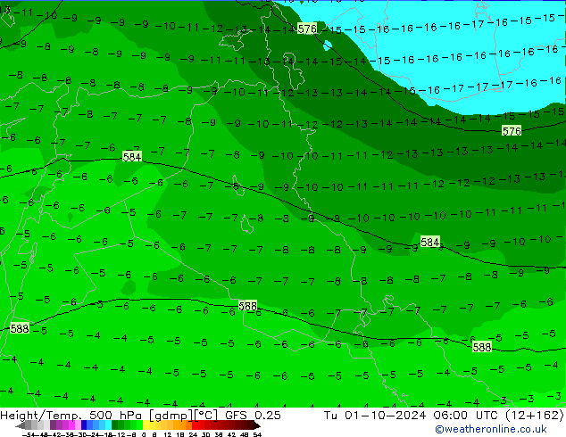 Z500/Rain (+SLP)/Z850 GFS 0.25 Tu 01.10.2024 06 UTC