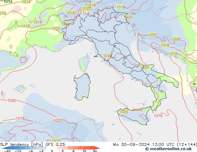 SLP tendency GFS 0.25 Seg 30.09.2024 12 UTC