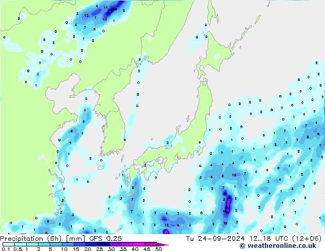 Z500/Regen(+SLP)/Z850 GFS 0.25 di 24.09.2024 18 UTC