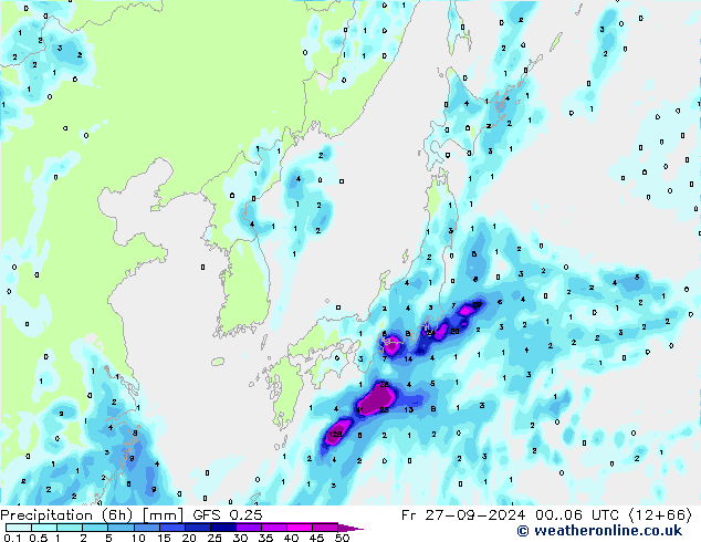 Z500/Rain (+SLP)/Z850 GFS 0.25  27.09.2024 06 UTC