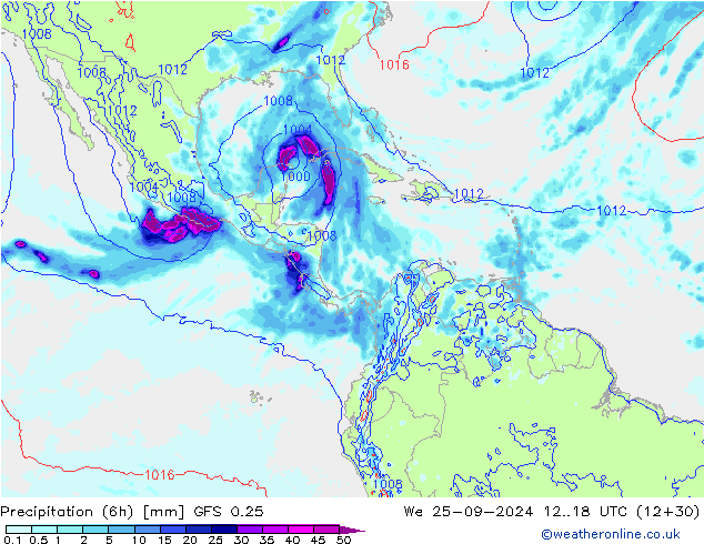 Z500/Rain (+SLP)/Z850 GFS 0.25 We 25.09.2024 18 UTC