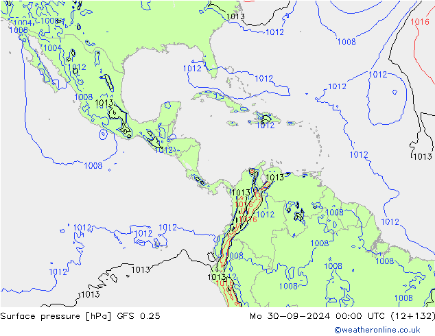 Surface pressure GFS 0.25 Mo 30.09.2024 00 UTC