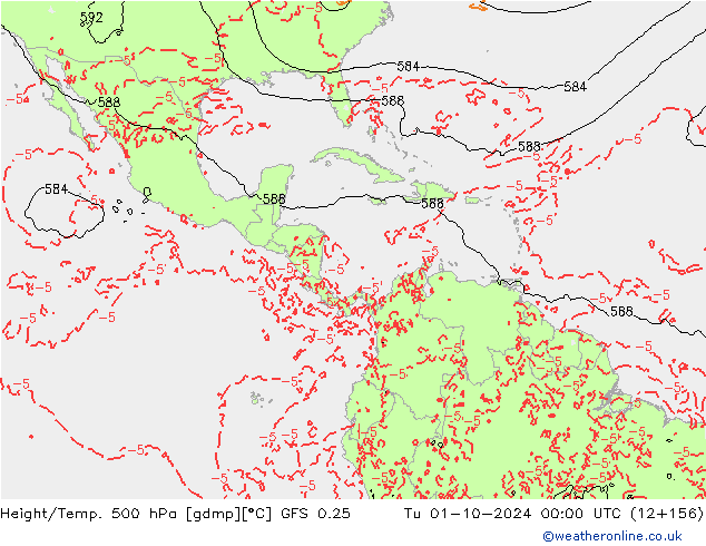 Z500/Rain (+SLP)/Z850 GFS 0.25 mar 01.10.2024 00 UTC