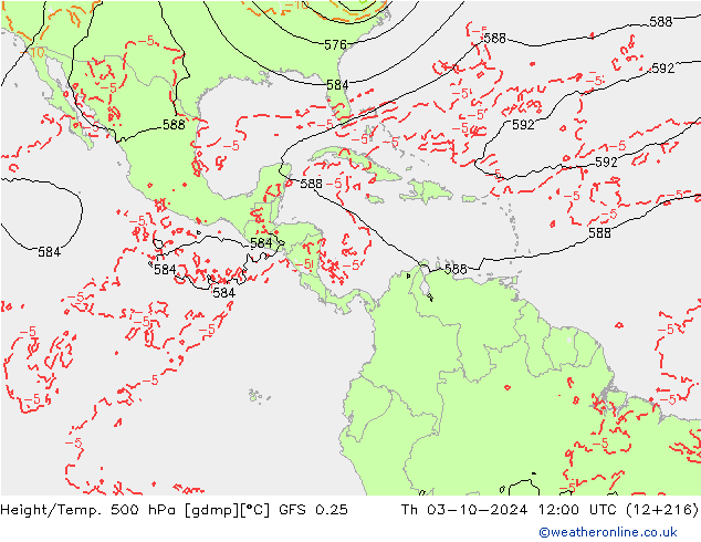 Z500/Rain (+SLP)/Z850 GFS 0.25 Do 03.10.2024 12 UTC