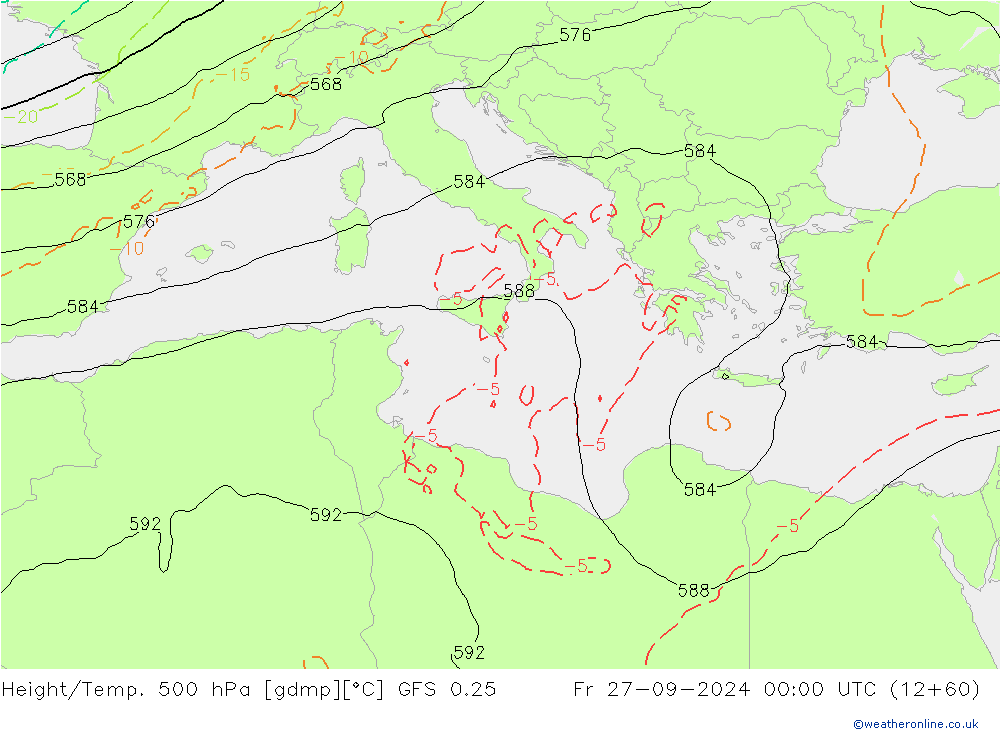 Z500/Rain (+SLP)/Z850 GFS 0.25 пт 27.09.2024 00 UTC