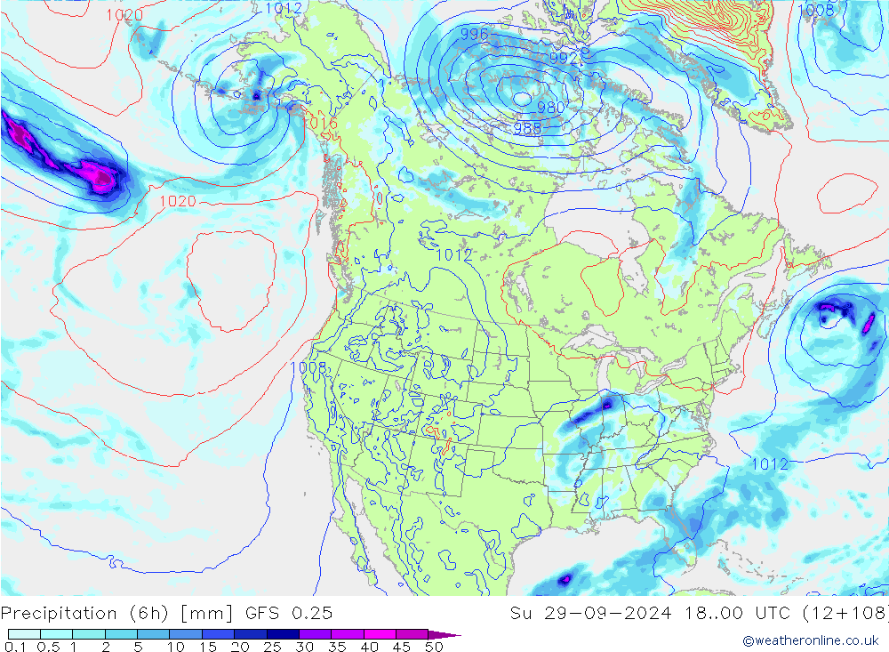 Z500/Rain (+SLP)/Z850 GFS 0.25 Su 29.09.2024 00 UTC