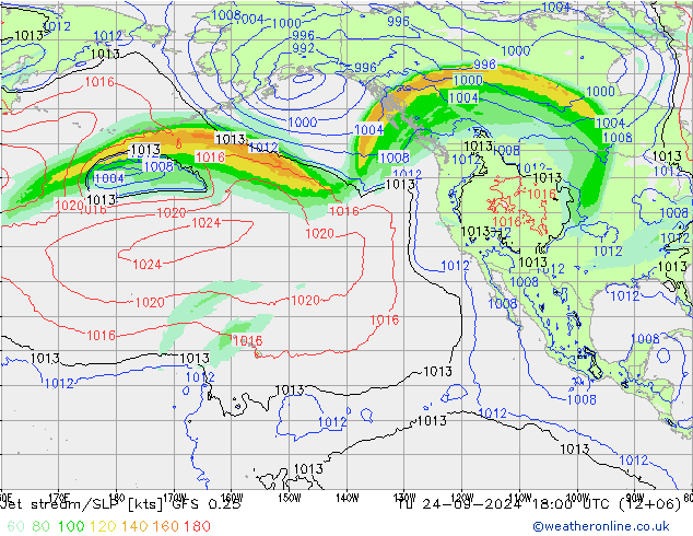 Courant-jet GFS 0.25 mar 24.09.2024 18 UTC