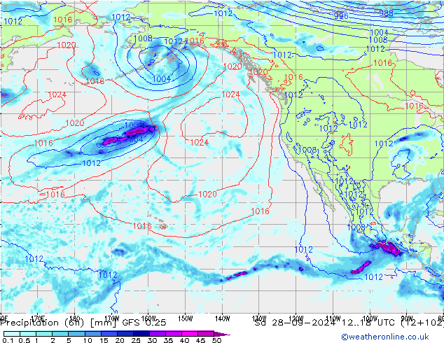 opad (6h) GFS 0.25 so. 28.09.2024 18 UTC