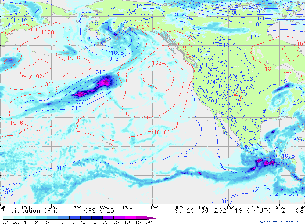 Z500/Yağmur (+YB)/Z850 GFS 0.25 Paz 29.09.2024 00 UTC