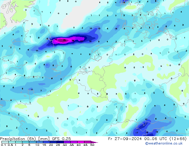 Z500/Rain (+SLP)/Z850 GFS 0.25 Fr 27.09.2024 06 UTC