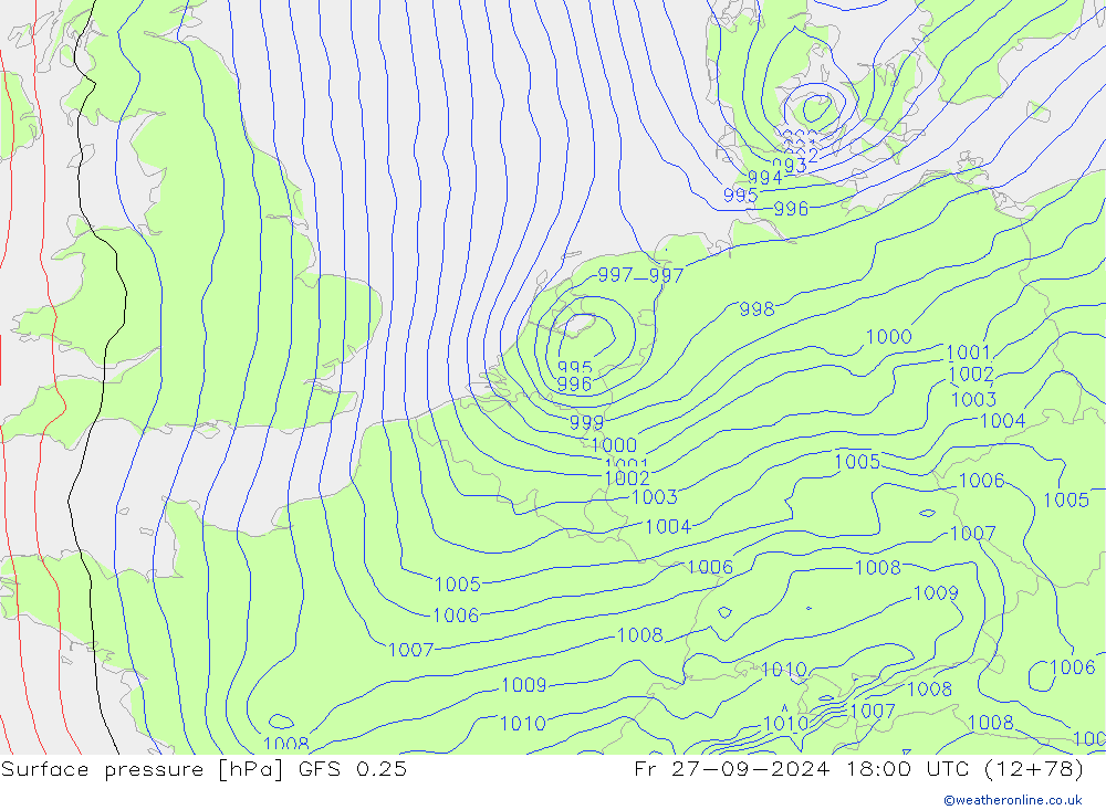 GFS 0.25: ven 27.09.2024 18 UTC