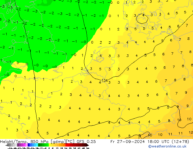 Z500/Rain (+SLP)/Z850 GFS 0.25 Fr 27.09.2024 18 UTC