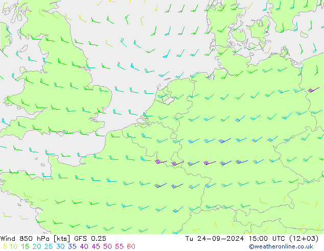 Vent 850 hPa GFS 0.25 mar 24.09.2024 15 UTC