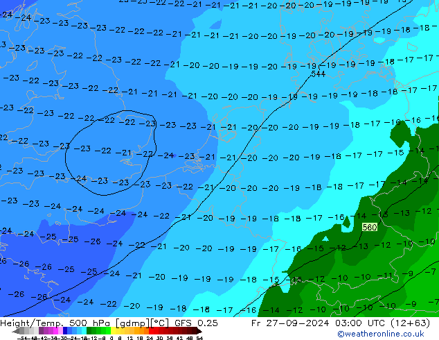 Z500/Regen(+SLP)/Z850 GFS 0.25 vr 27.09.2024 03 UTC