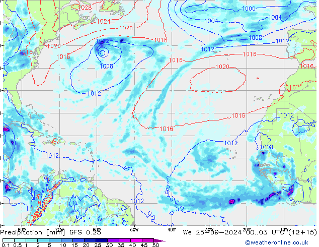 Precipitation GFS 0.25 We 25.09.2024 03 UTC