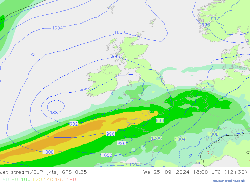 Polarjet/Bodendruck GFS 0.25 Mi 25.09.2024 18 UTC