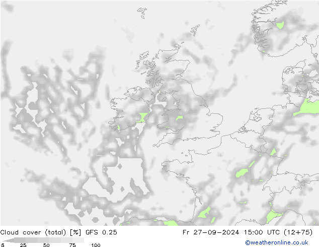 Wolken (gesamt) GFS 0.25 Fr 27.09.2024 15 UTC