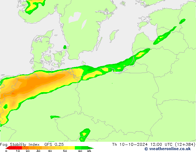 Fog Stability Index GFS 0.25 gio 10.10.2024 12 UTC