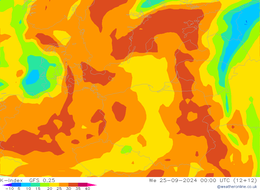 K-Index GFS 0.25  25.09.2024 00 UTC