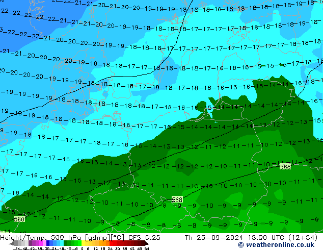 Geop./Temp. 500 hPa GFS 0.25 jue 26.09.2024 18 UTC