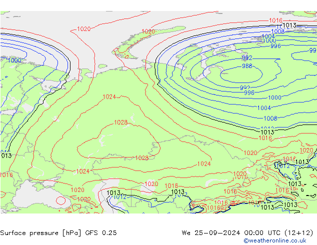 GFS 0.25: Çar 25.09.2024 00 UTC