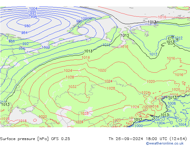 GFS 0.25: gio 26.09.2024 18 UTC