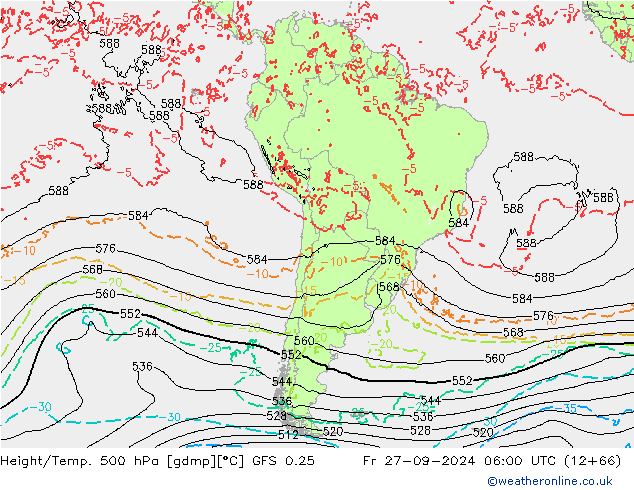 Height/Temp. 500 гПа GFS 0.25 пт 27.09.2024 06 UTC