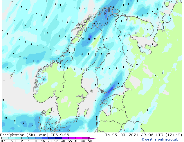 Z500/Rain (+SLP)/Z850 GFS 0.25 jeu 26.09.2024 06 UTC