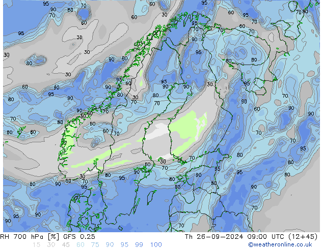 Humidité rel. 700 hPa GFS 0.25 jeu 26.09.2024 09 UTC