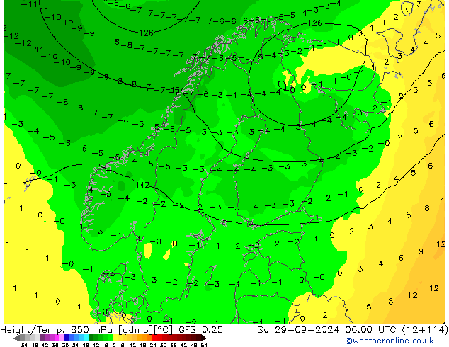 Z500/Rain (+SLP)/Z850 GFS 0.25 Su 29.09.2024 06 UTC