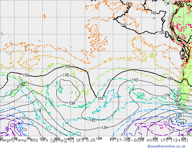 Z500/Rain (+SLP)/Z850 GFS 0.25 Sex 27.09.2024 00 UTC