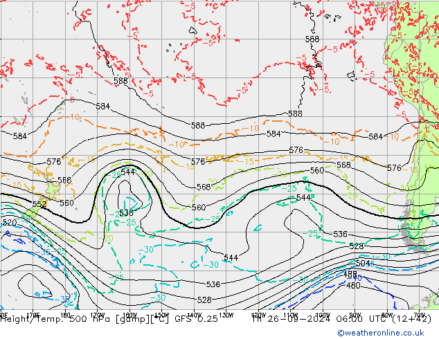 Z500/Rain (+SLP)/Z850 GFS 0.25 Th 26.09.2024 06 UTC