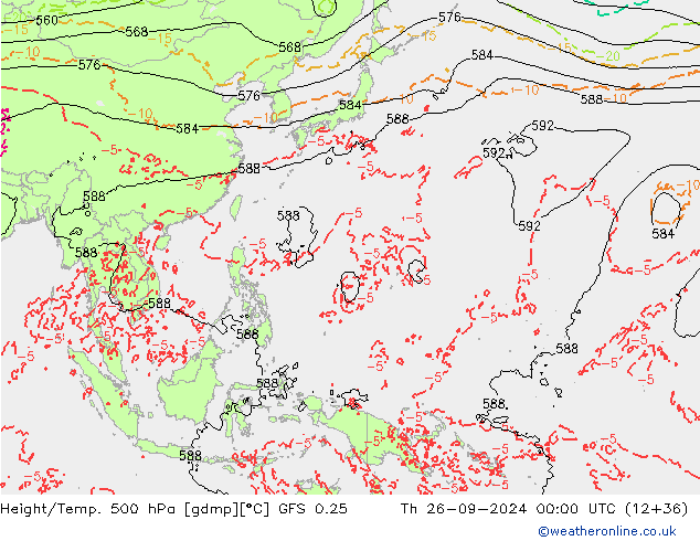 Z500/Yağmur (+YB)/Z850 GFS 0.25 Per 26.09.2024 00 UTC