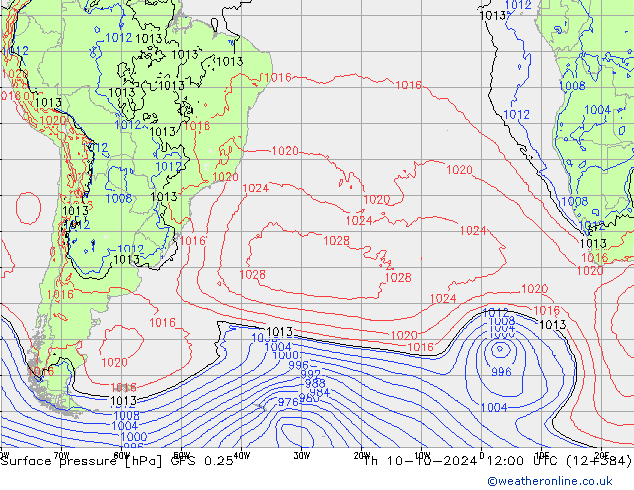 GFS 0.25: Qui 10.10.2024 12 UTC