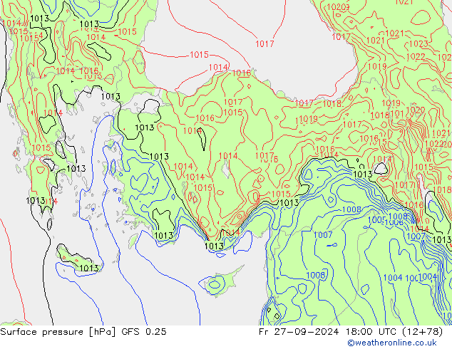 GFS 0.25: vie 27.09.2024 18 UTC