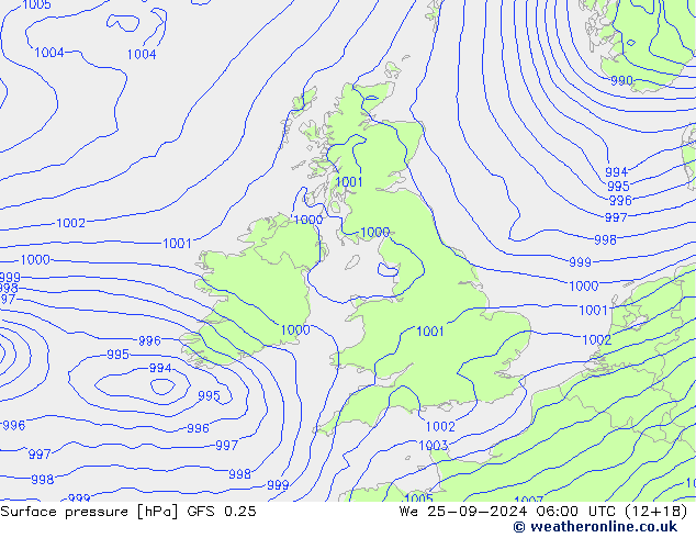 GFS 0.25: Qua 25.09.2024 06 UTC